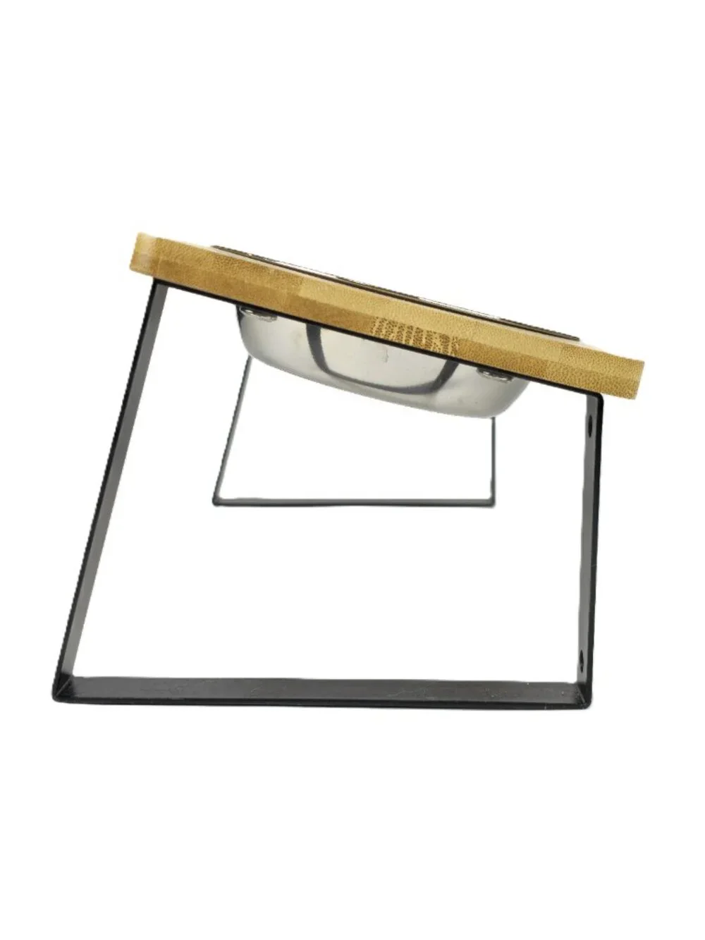 Elevated Dog Bowls with Wood Stand & Stainless Steel Pet Food Water Feeder
